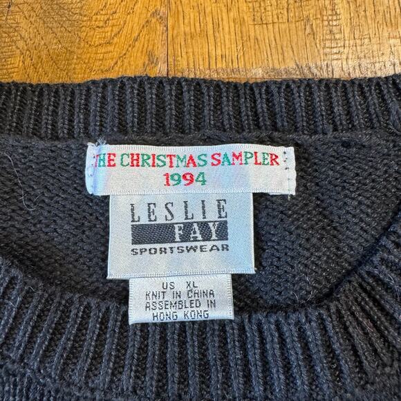 VTG Leslie Fay The Christmas Sampler 1994 Sweater Novelty Knit Womens Sz XL - Picture 2 of 7